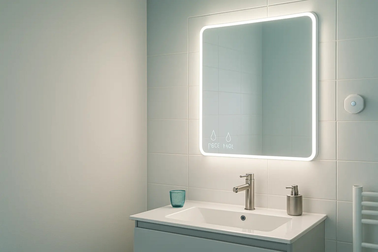 Wie schließe ich einen Badezimmerspiegel sicher an (IP44/IP65)?