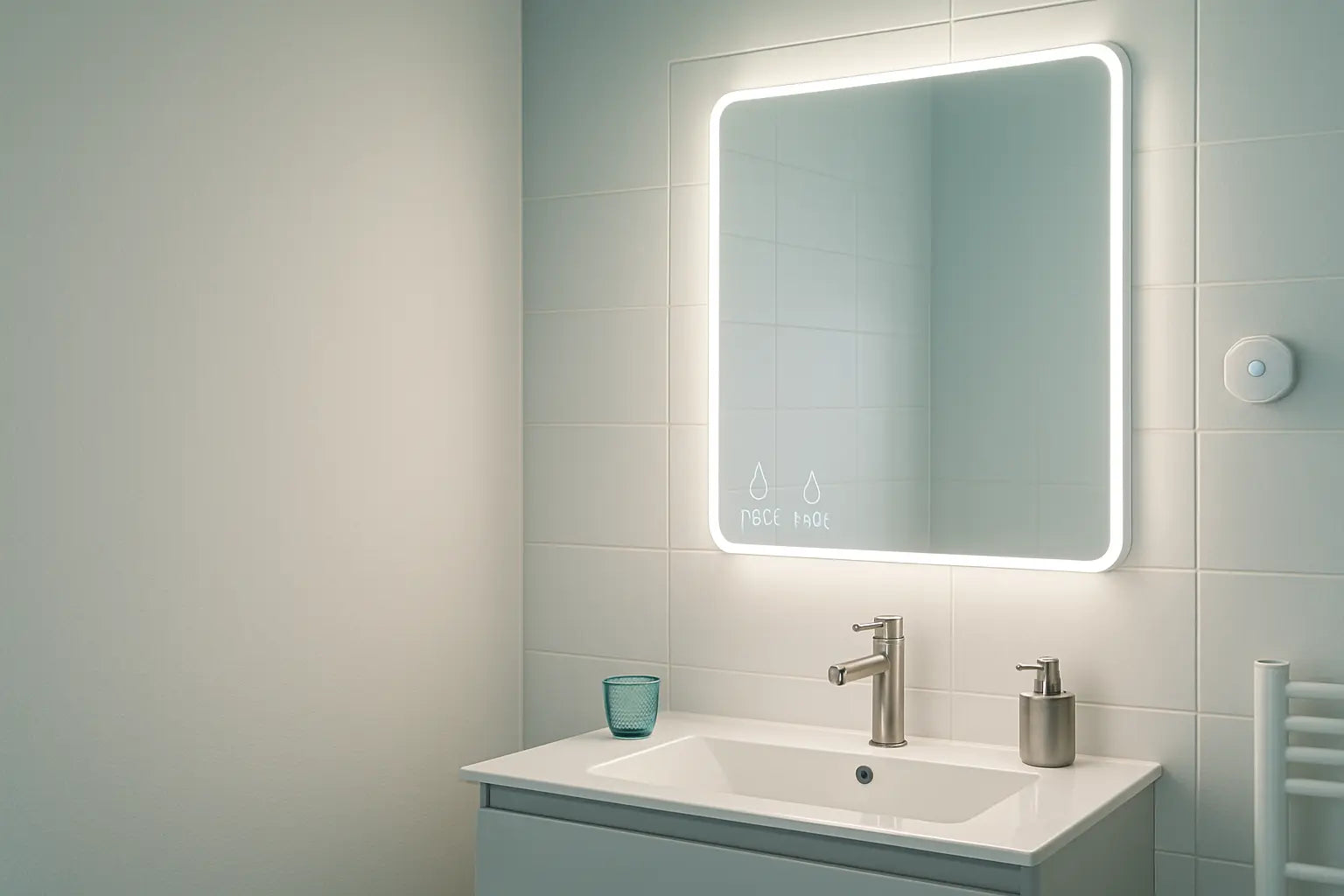 Wie schließe ich einen Badezimmerspiegel sicher an (IP44/IP65)?