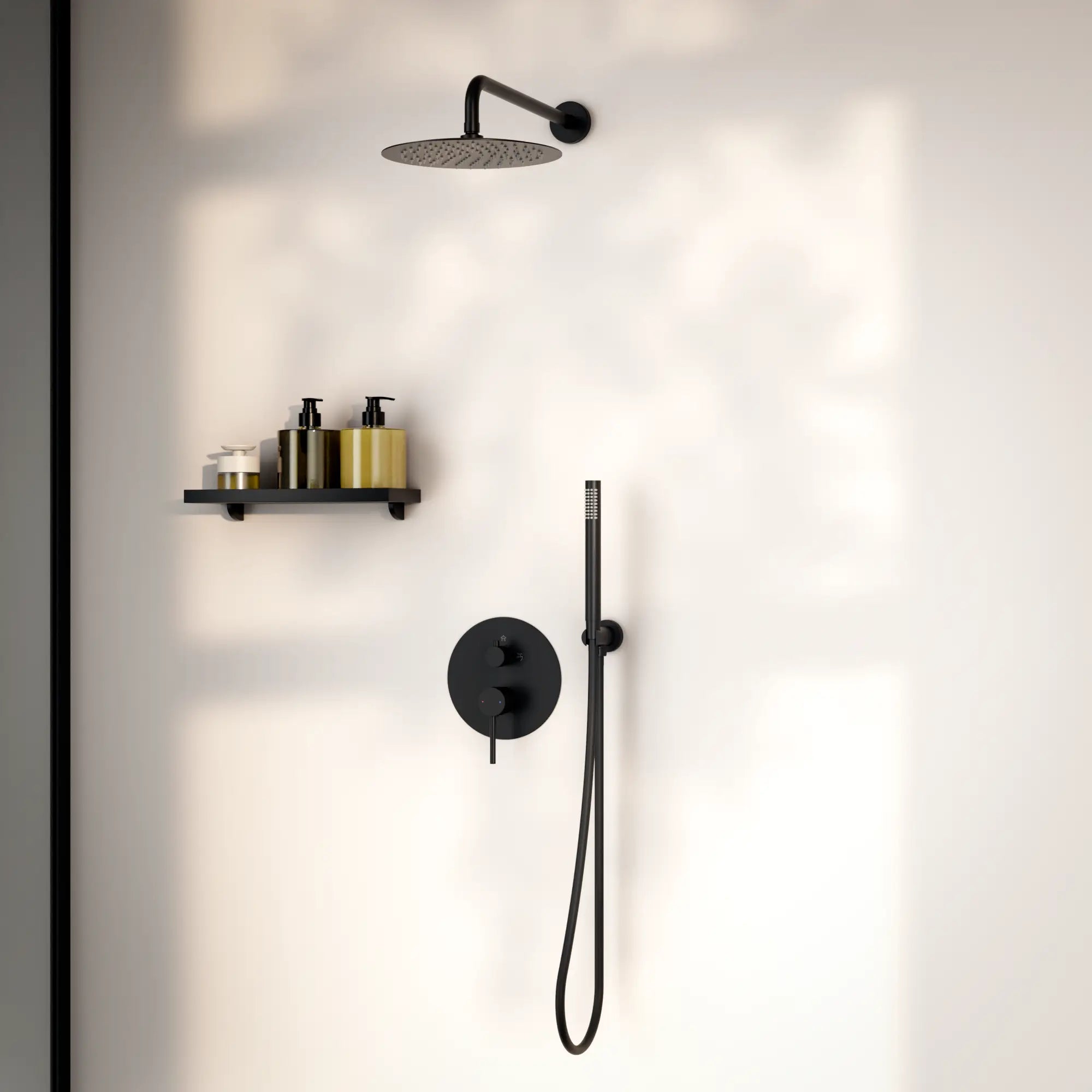 Unterputz-Regendusche Daro - Matt Schwarz mit Thermostatarmatur - 25 cm - Vorbestellen