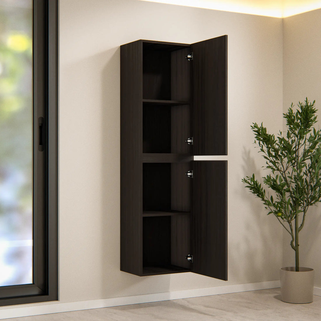 Badezimmer Hochschrank Ruvo – 150 cm – Walnussbraun