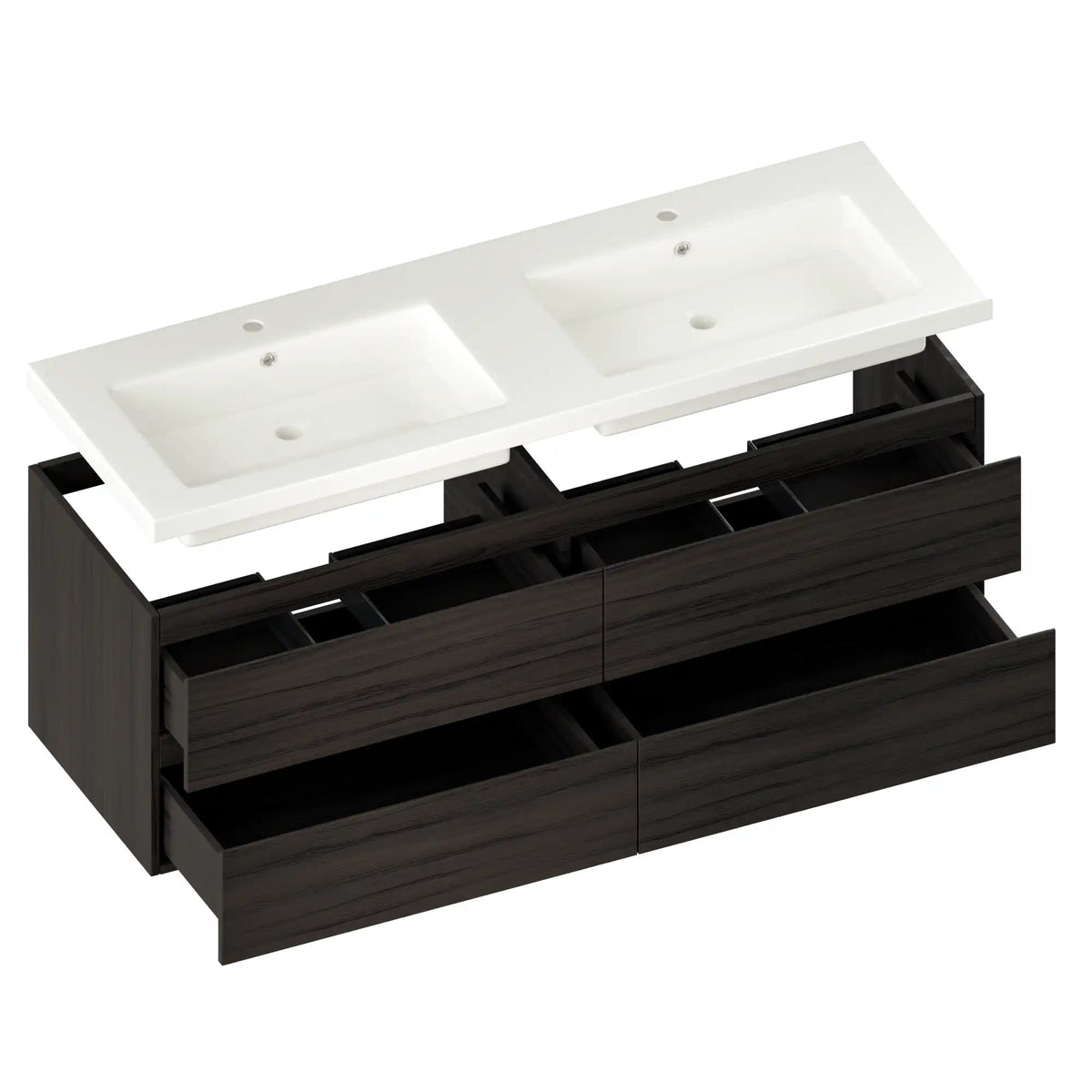 Badezimmermöbel Arato - 140 cm - Walnuss - Waschtisch Weiß