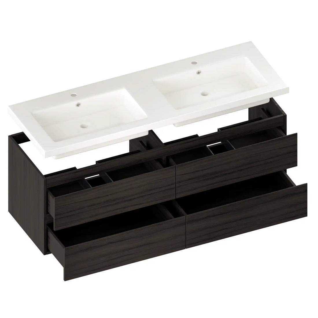 Badezimmermöbel Arato - 140 cm - Walnuss - Waschtisch Weiß
