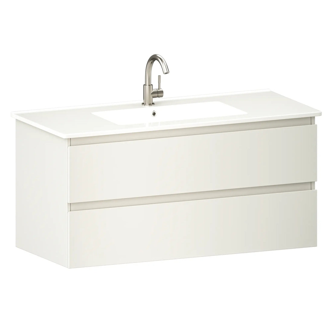 Badezimmermöbel Varo - 100 cm - Weiß - Weißes Waschbecken