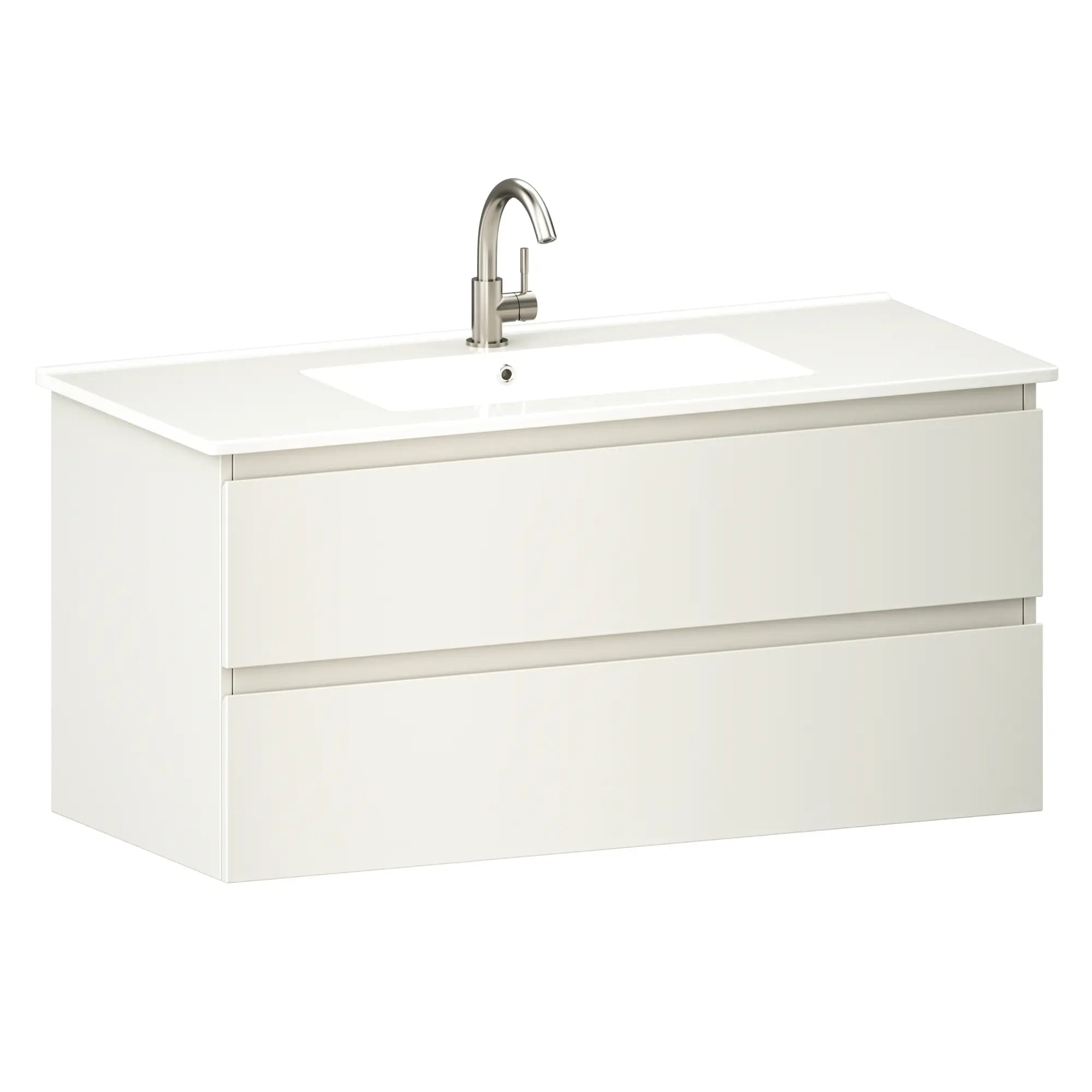 Badezimmermöbel Varo - 100 cm - Weiß - Weißes Waschbecken - VORBESTELLUNG - Vorbestellen