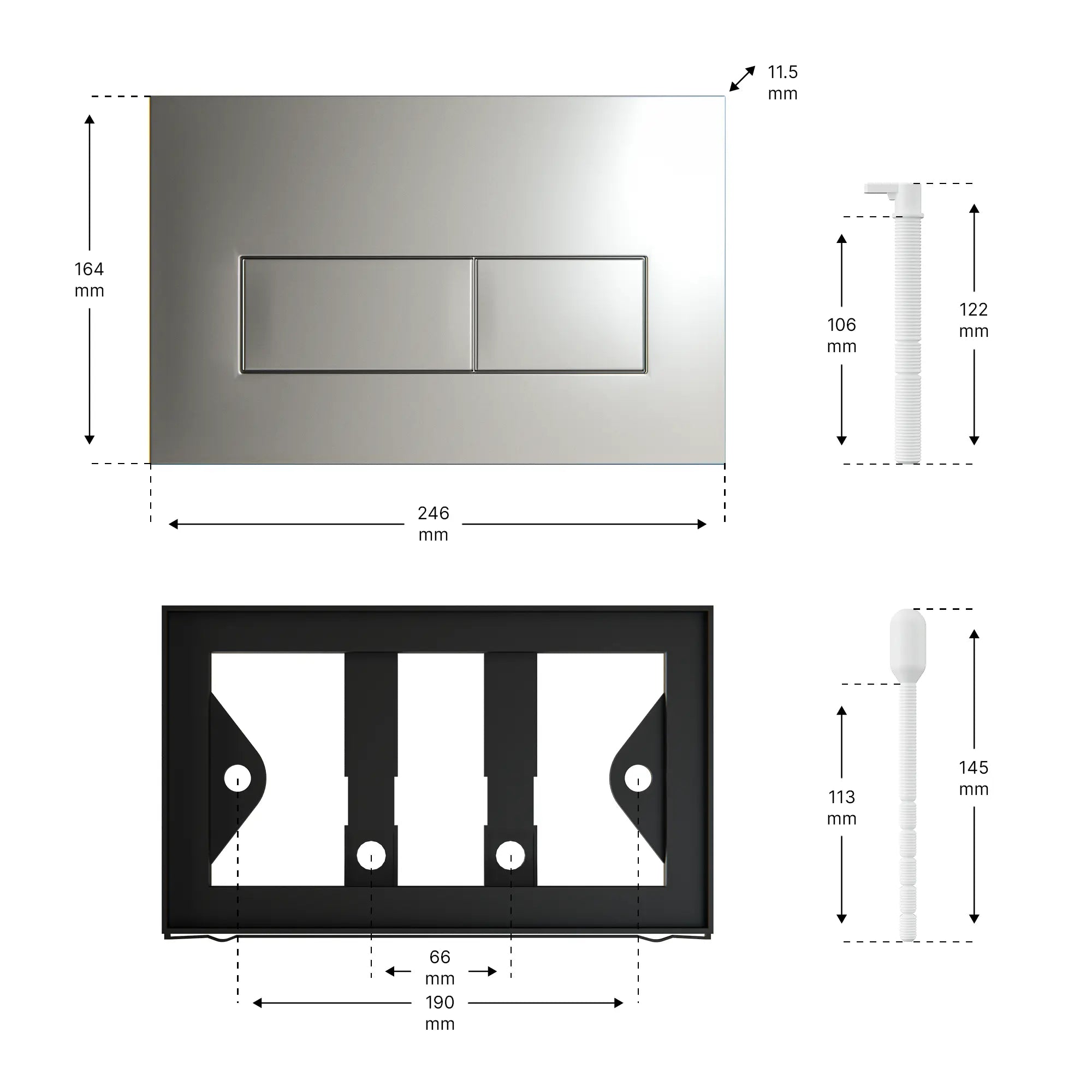 Mirlux Bedienplatte - Grau - ABS Kunststoff DualFlush - Vorbestellen