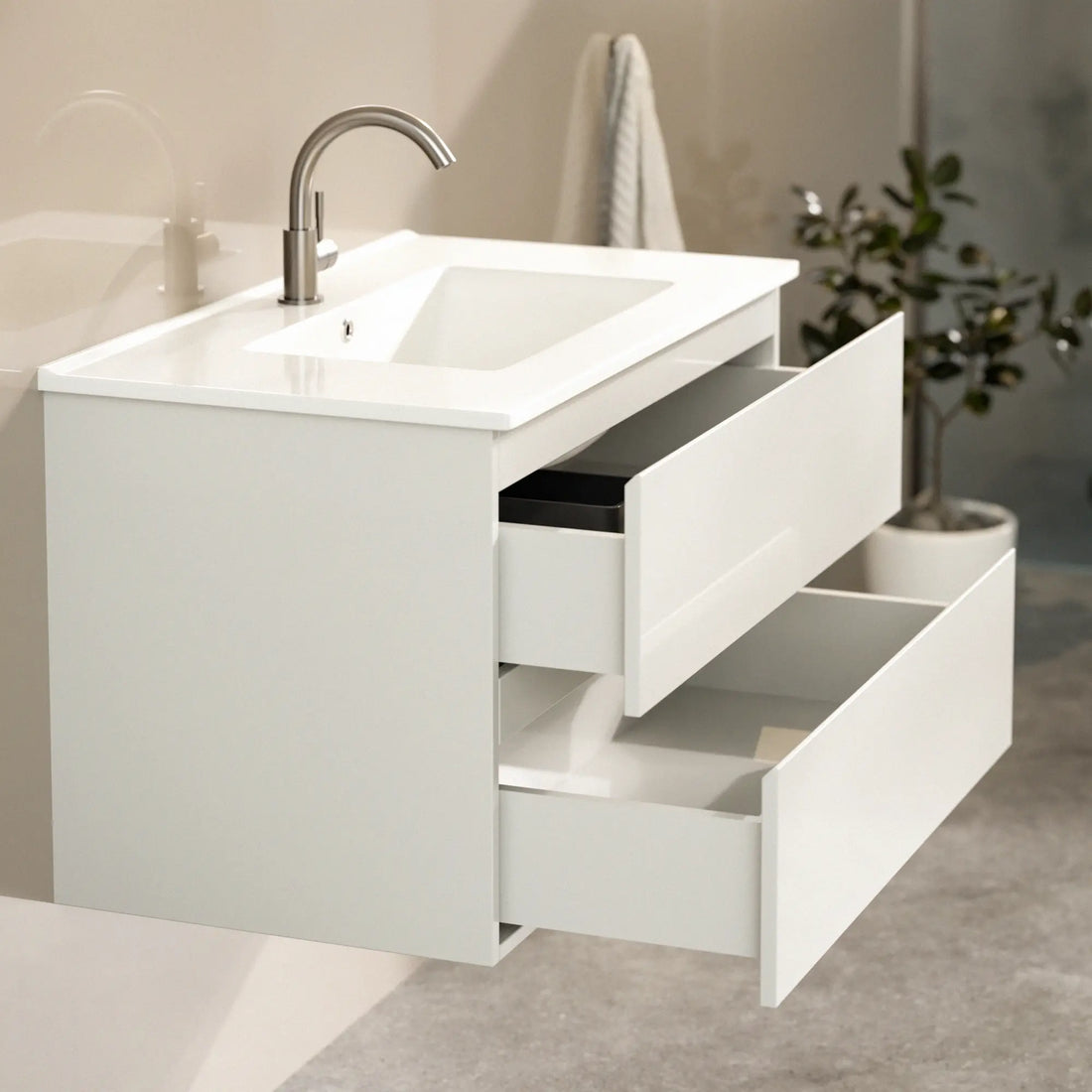 Badezimmermöbel Luma - 80 cm - Weiß - Weißes Waschbecken