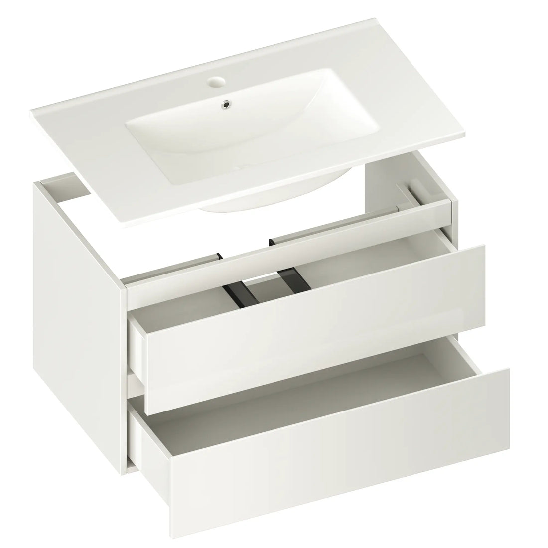 Badezimmermöbel Luma - 80 cm - Weiß - Weißes Waschbecken