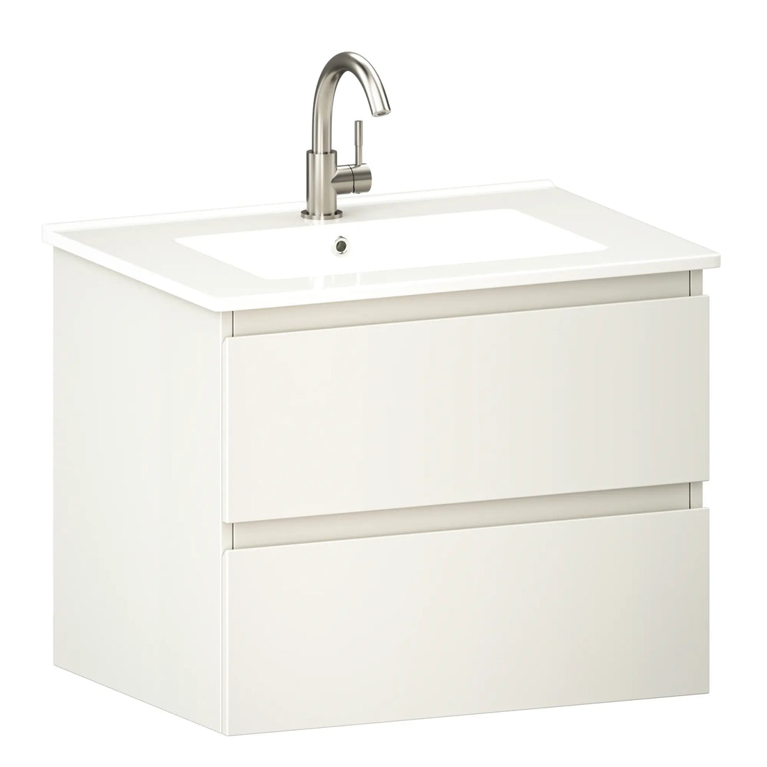 Badezimmermöbel Norvi - 60 cm - Weiß - Weißes Waschbecken