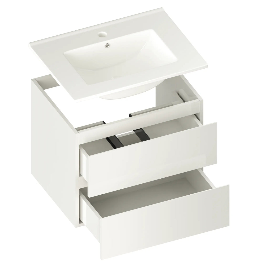 Badezimmermöbel Norvi - 60 cm - Weiß - Weißes Waschbecken