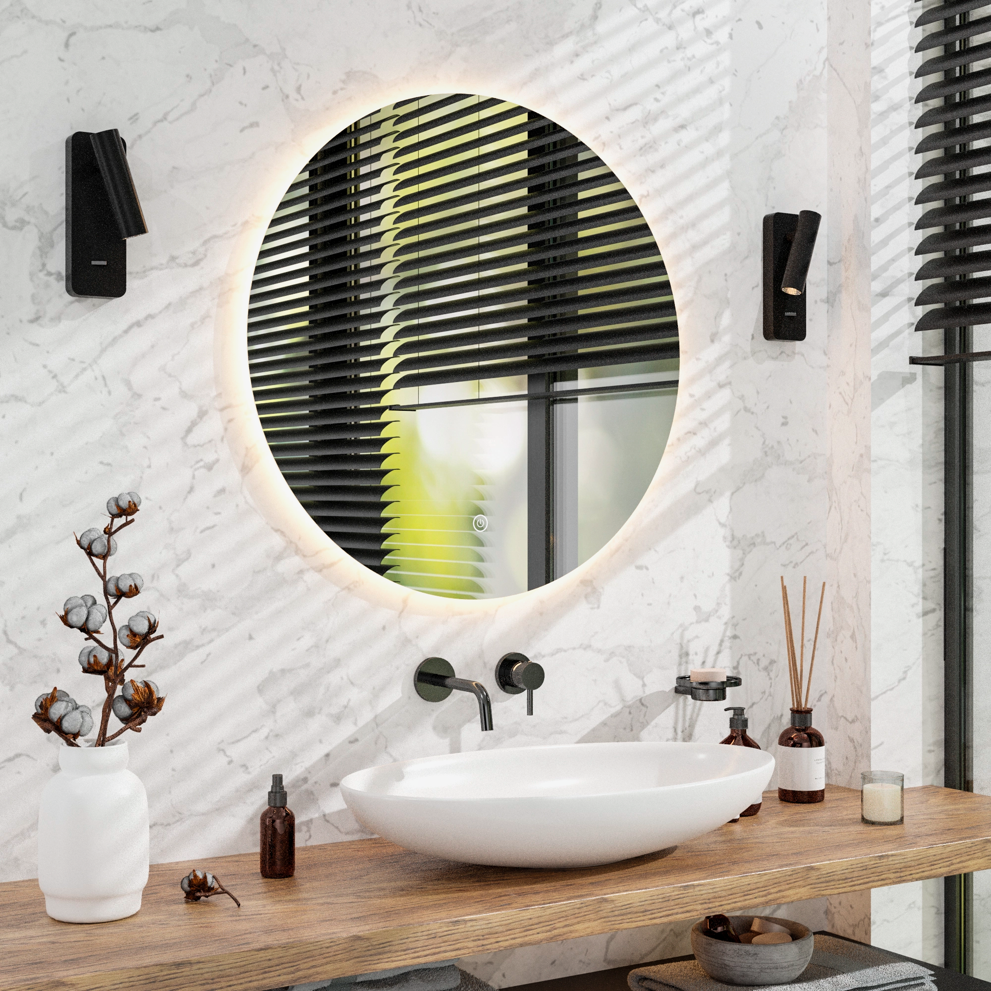 Badezimmerspiegel - Rund - 60cm - Rahmenlos - Vorbestellen