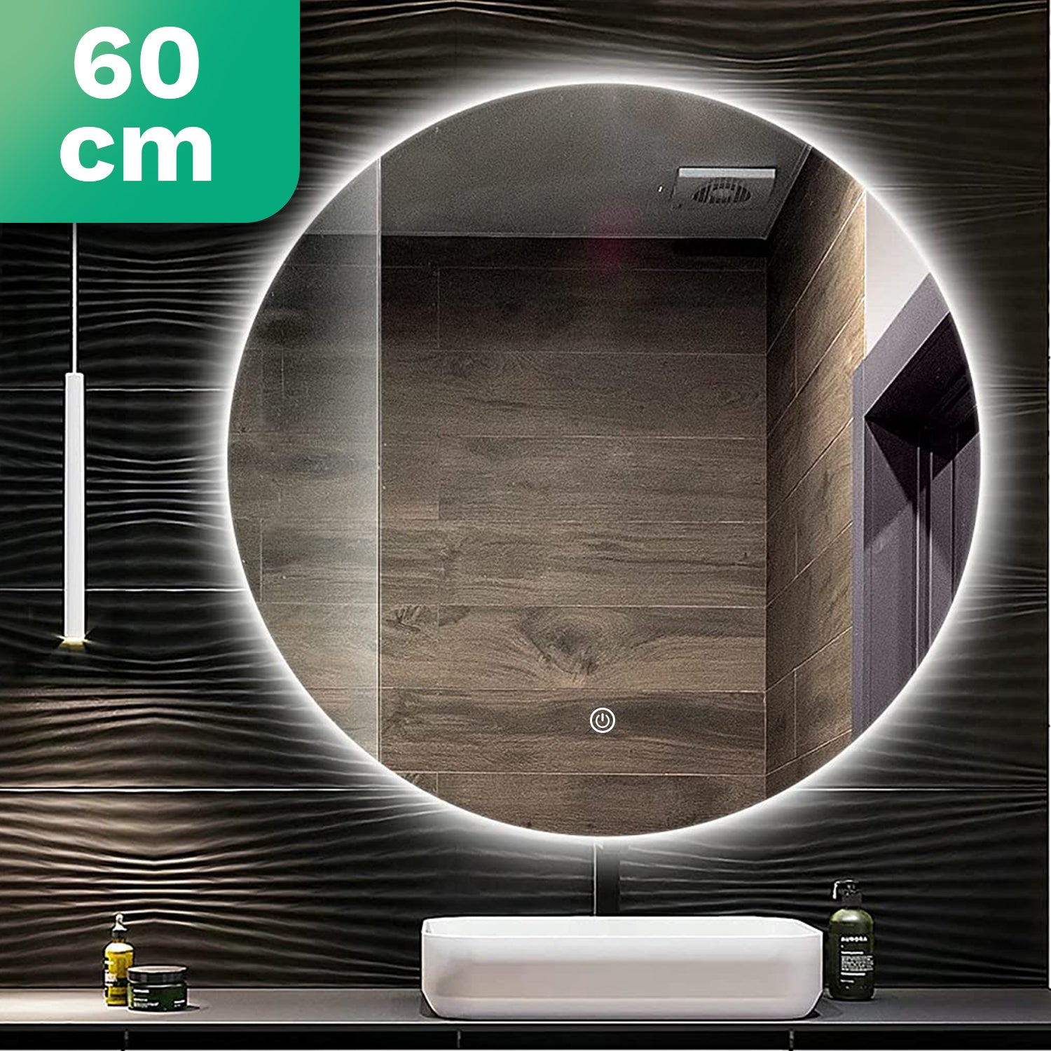 Badezimmerspiegel - Rund - 60cm - Rahmenlos - Vorbestellen
