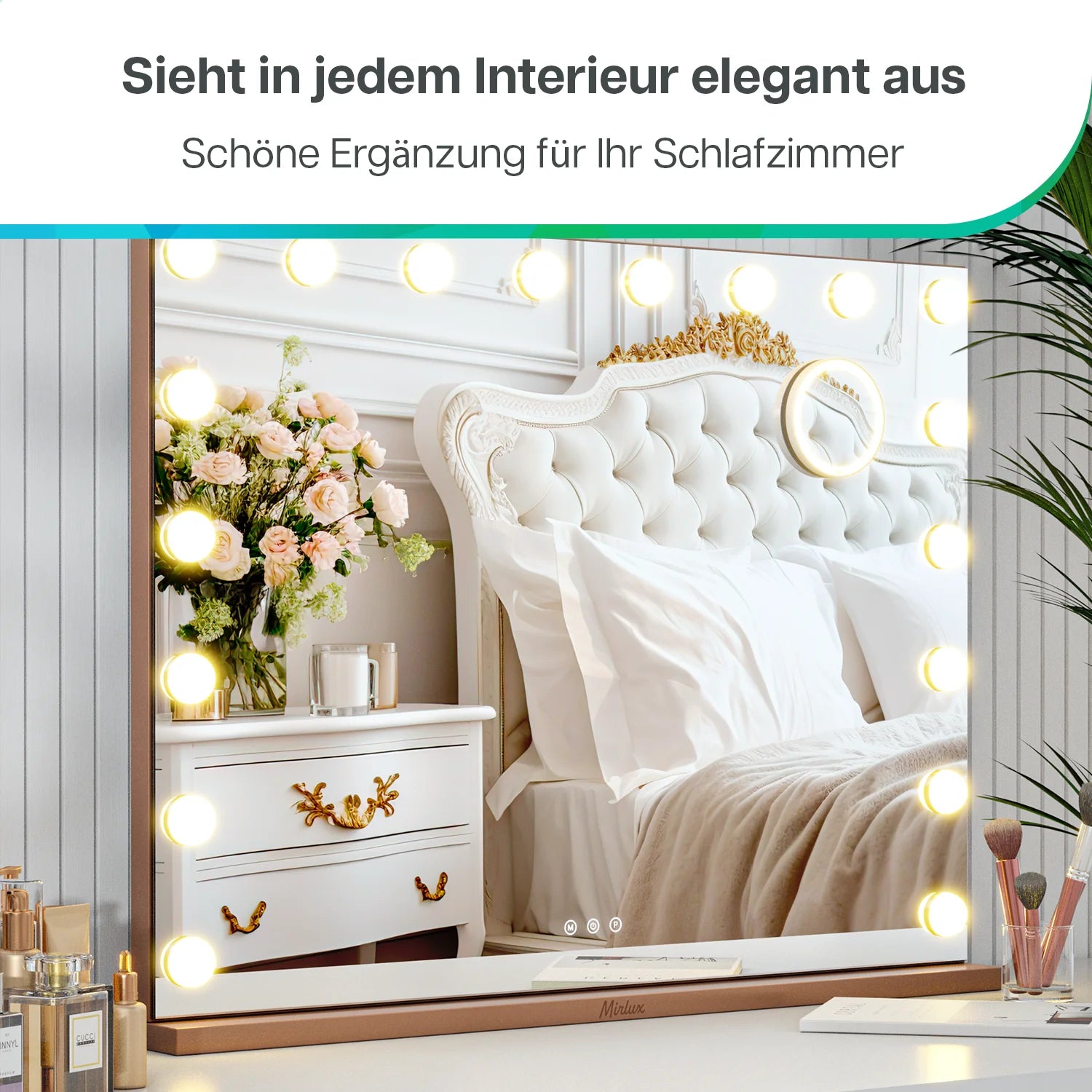 Hollywood Spiegel - Bluetooth-Lautsprecher - 80x60cm - Roségold-Pink - PRE-ORDER