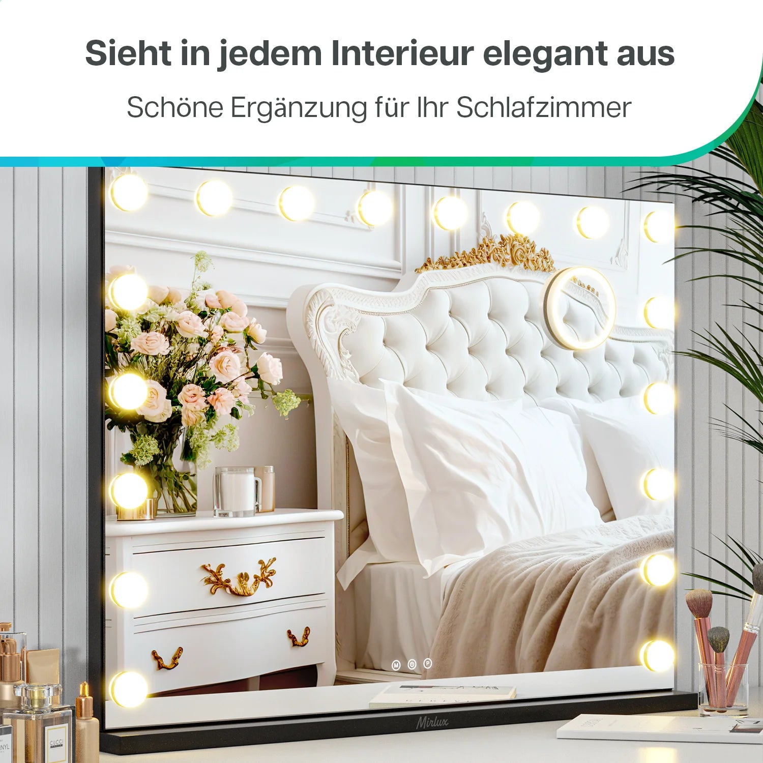 Hollywood Spiegel - Bluetooth-Lautsprecher - 80x60cm - Schwarz