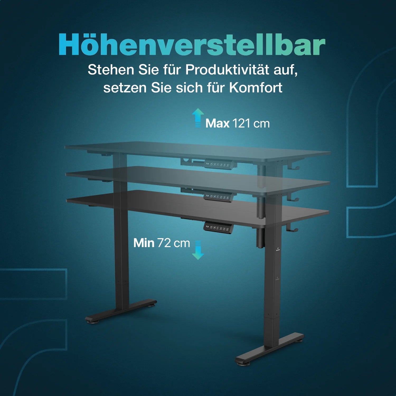 Flowsense Sitz-Steh-Schreibtisch - Verstellbarer elektrischer Schreibtisch - 120 x 60 cm