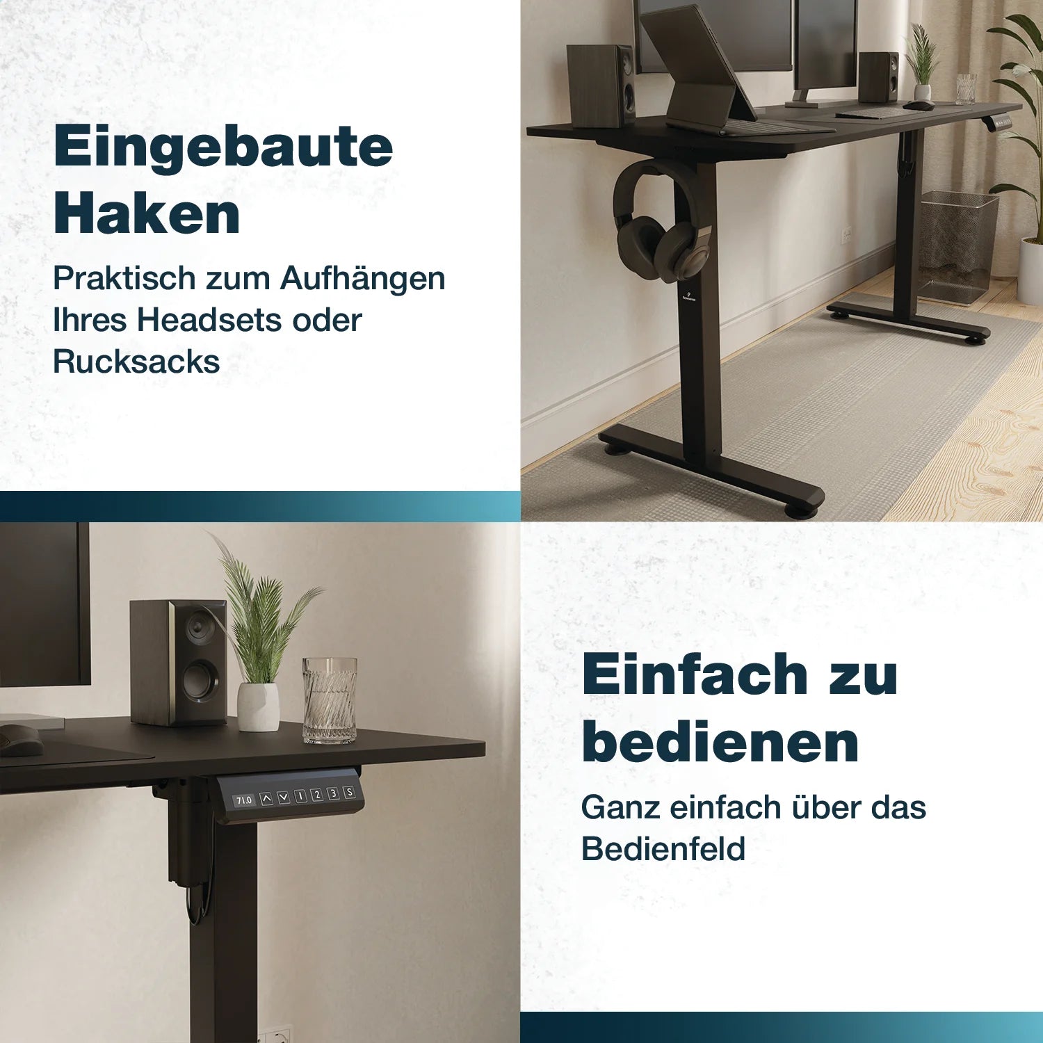 Flowsense Sitz-Steh-Schreibtisch - Verstellbarer elektrischer Schreibtisch - 120 x 60 cm
