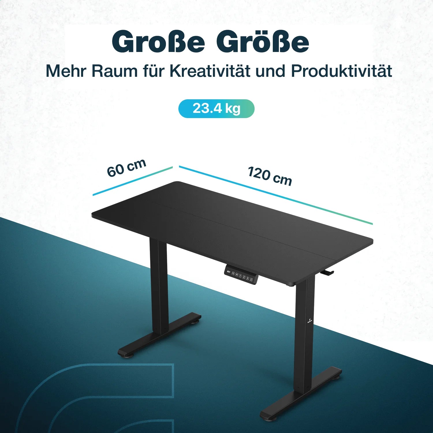 Flowsense Sitz-Steh-Schreibtisch - Verstellbarer elektrischer Schreibtisch - 120 x 60 cm