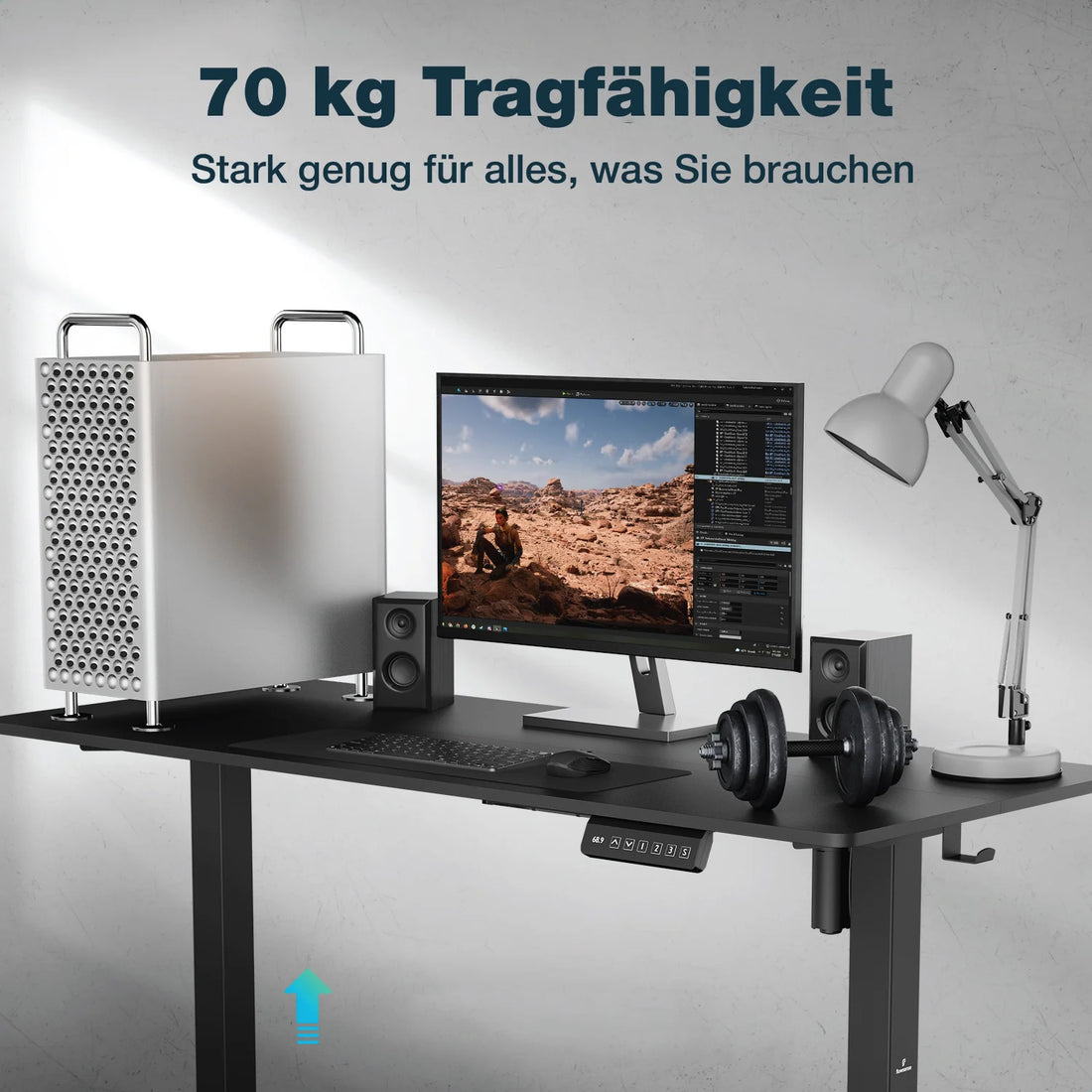 Flowsense Sitz-Steh-Schreibtisch - Verstellbarer elektrischer Schreibtisch - 140 x 60 cm