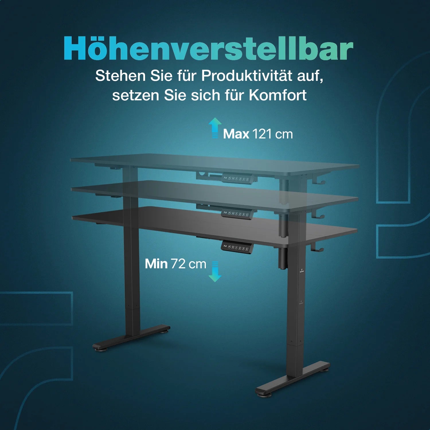 Flowsense Sitz-Steh-Schreibtisch - Verstellbarer elektrischer Schreibtisch - 140 x 60 cm