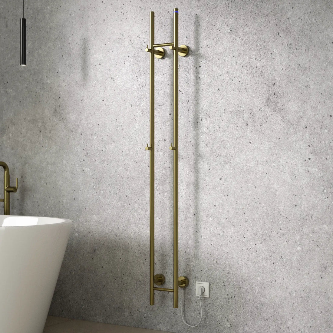Elektrischer Stab-Handtuchheizkörper Doppel - 70 Watt - 150x16.8 cm - Gold