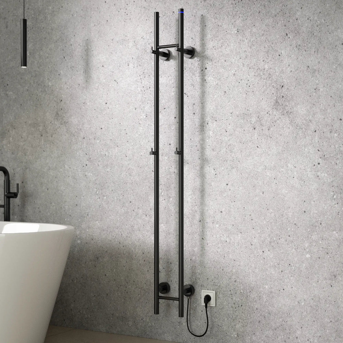 Elektrische Stab-Handtuchheizkörper Doppel - 70 Watt - 150x16.8 cm - Gunmetal