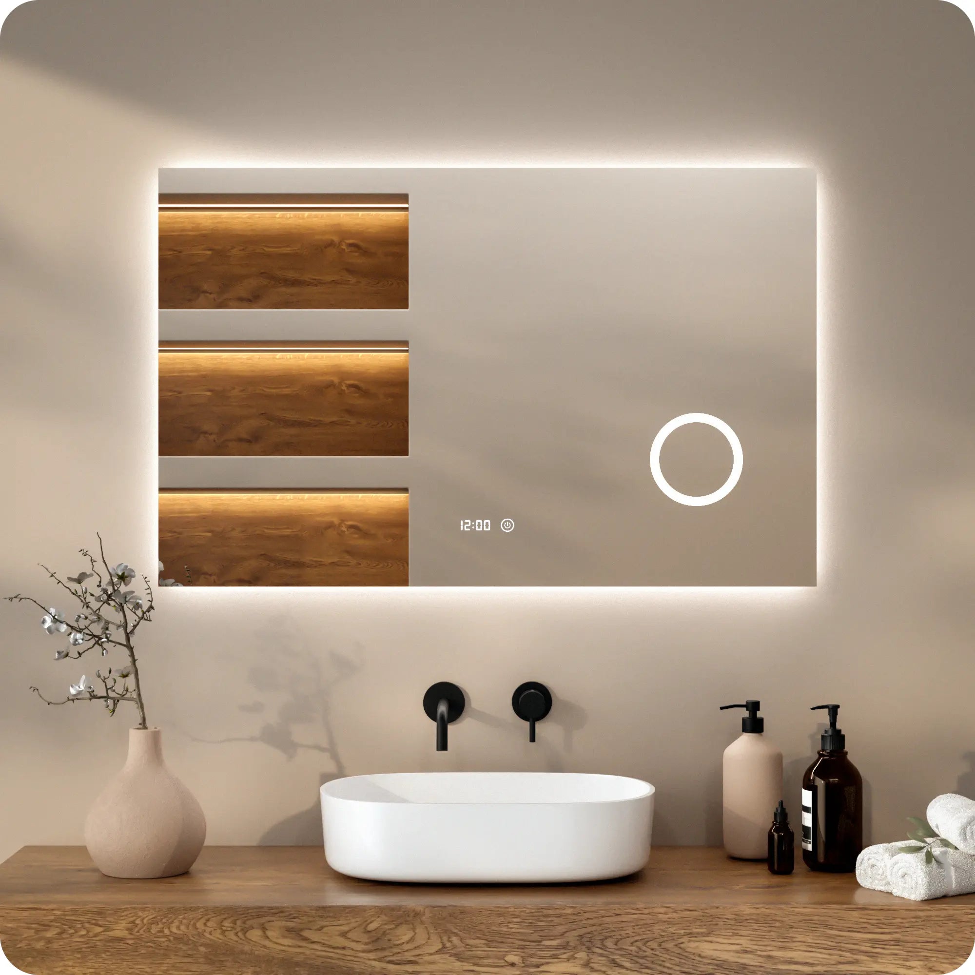 Rechteckiger Badezimmerspiegel – 110x70 cm – Rechteckig – Rahmenlos