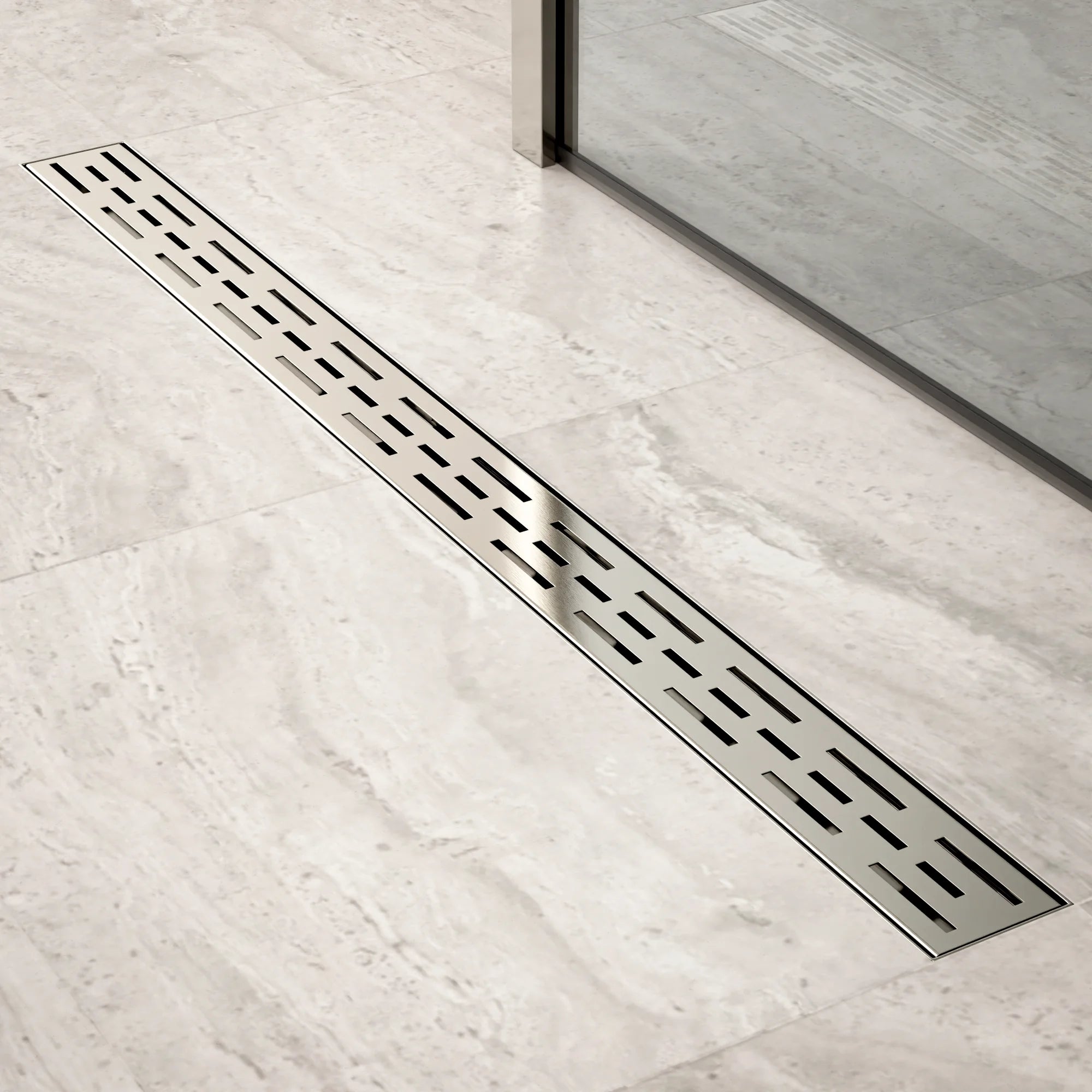 Duschrinne – 90 cm – Standardrost – Edelstahl – mit Flansch