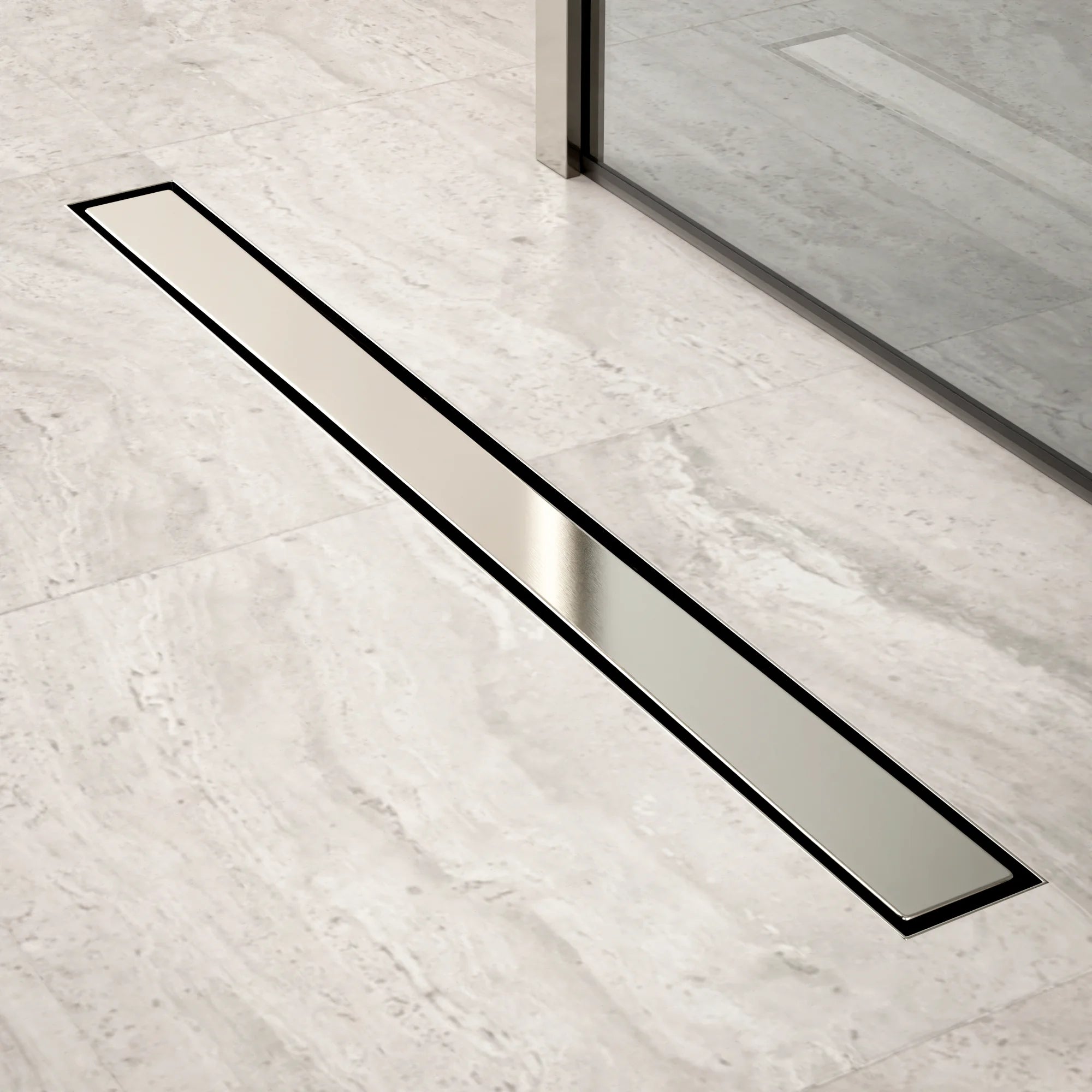 Duschrinne – 80 cm – Fliesenrost – Edelstahl – mit Flansch - Vorbestellen