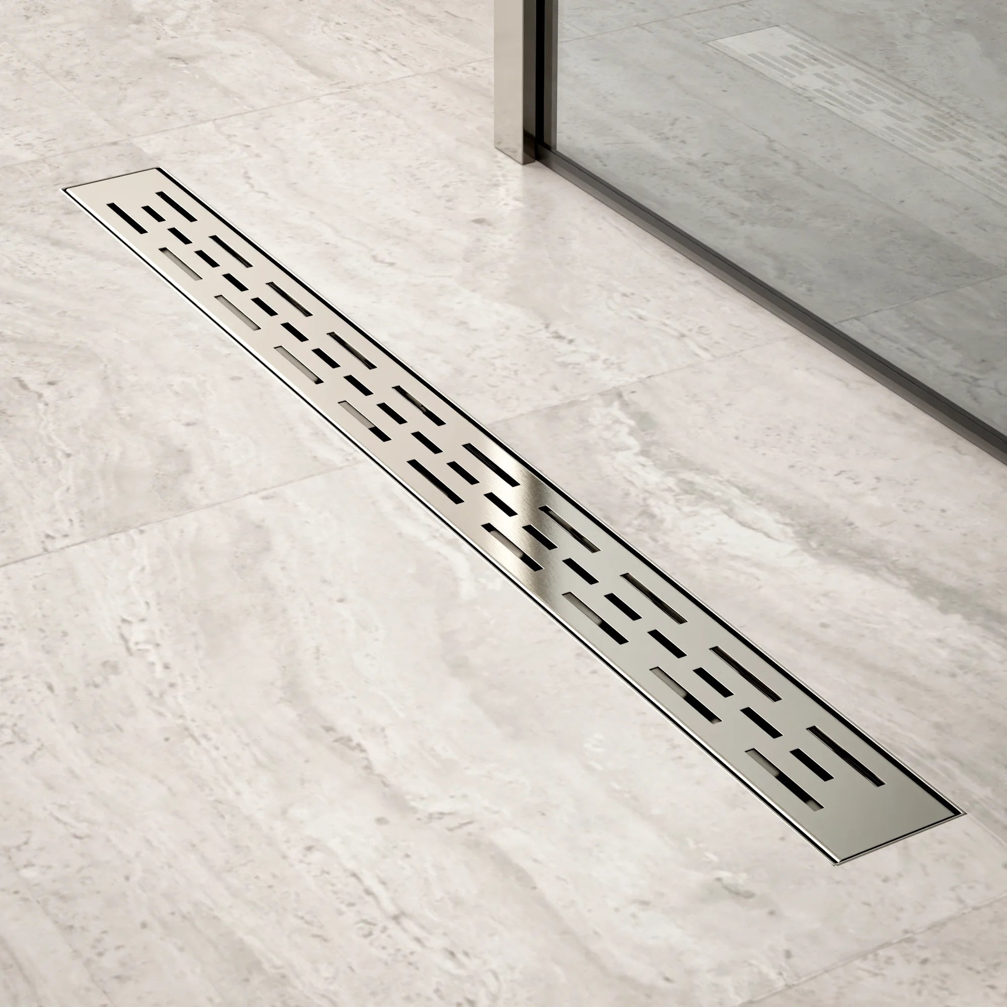 Duschrinne – 80 cm – Standardrost – Edelstahl – mit Flansch