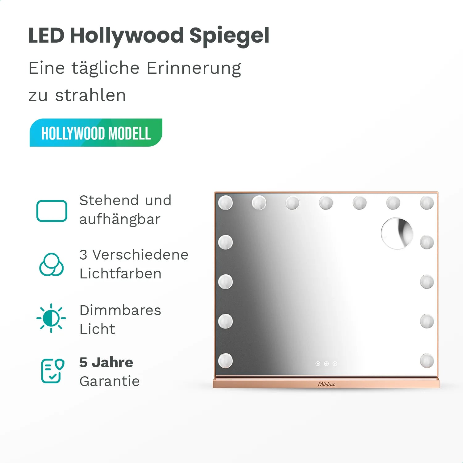 Hollywood-Spiegel - 58x48cm - Roségold