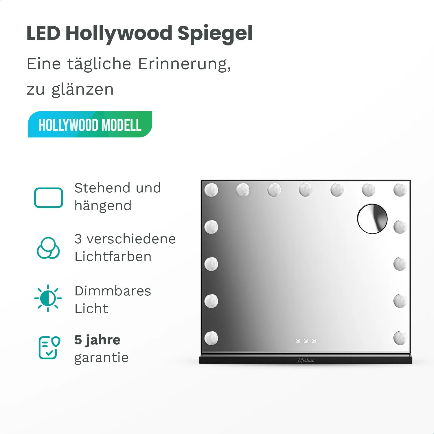 Hollywood Spiegel - 58x48cm - Schwarz