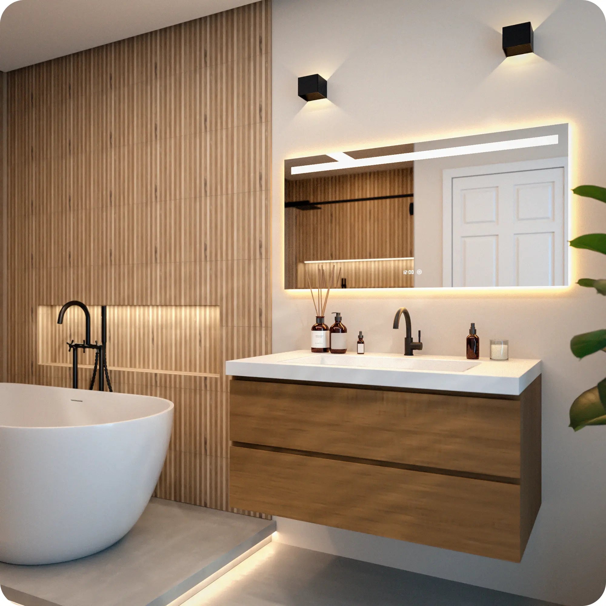 Badezimmerspiegel – 120x60 cm – Rahmenlos - Rechteck