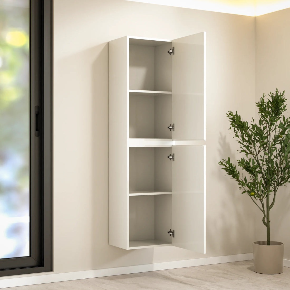 Badezimmer Hochschrank Ruvo – 150 cm – Weiß