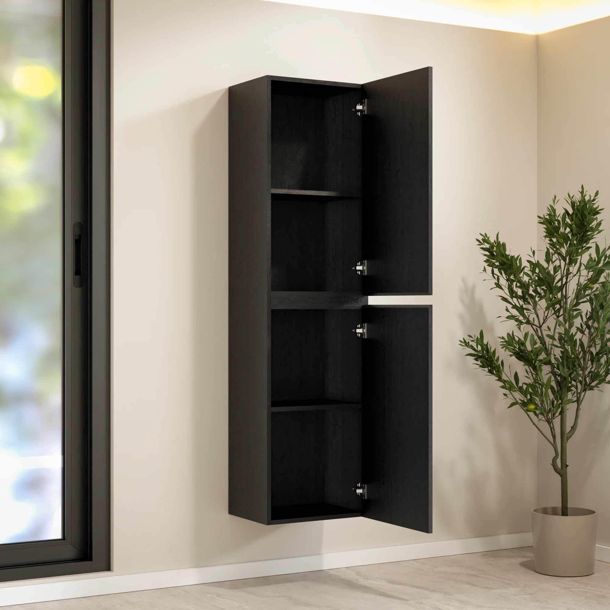 Badezimmer Hochschrank Ruvo – 150 cm – Schwarzeiche - Vorbestellen