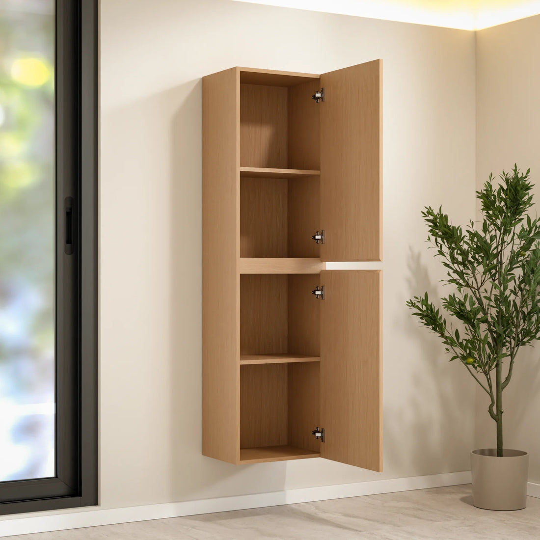 Badezimmer Hochschrank Ruvo – 150 cm – Helle Eiche