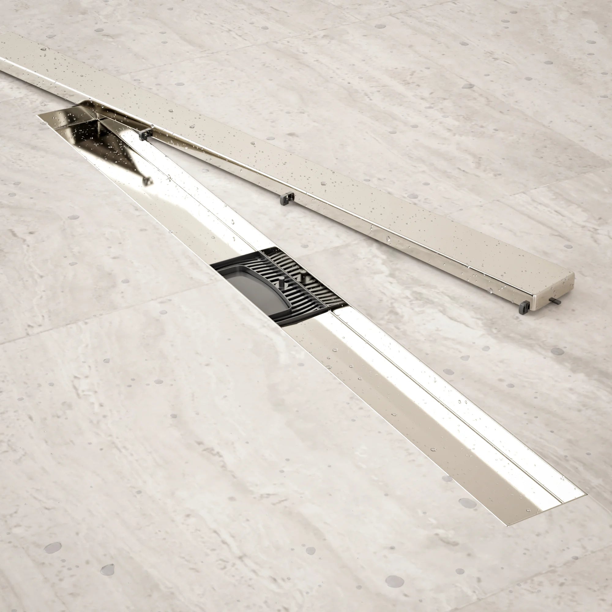 Duschrinne – 80 cm – Fliesenrost – Edelstahl – mit Flansch - Vorbestellen
