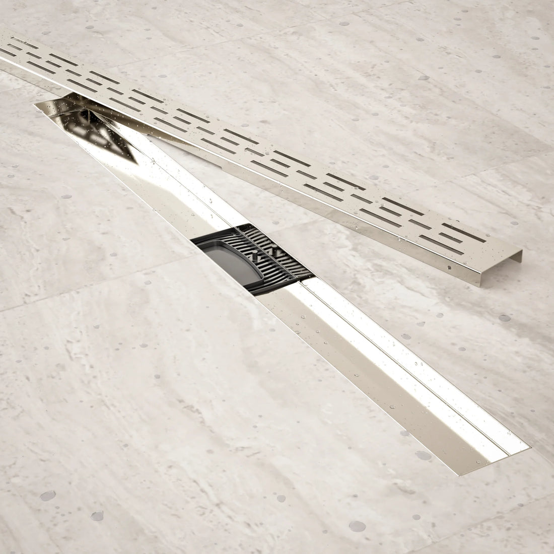 Duschrinne – 80 cm – Standardrost – Edelstahl – mit Flansch