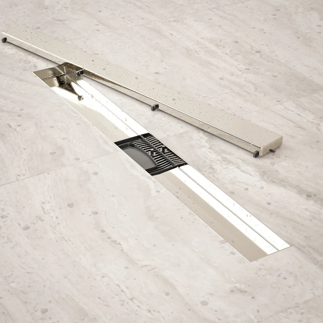 Duschrinne – 70 cm – Fliesenrost – Edelstahl – mit Flansch