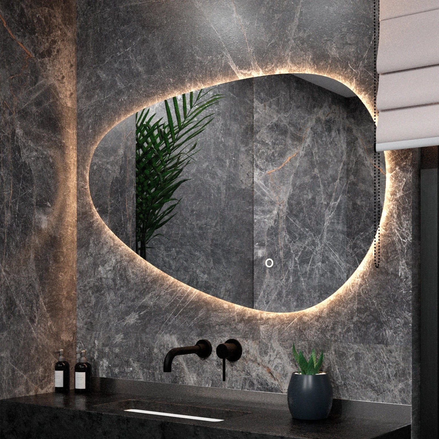 Badezimmerspiegel - 120x75 cm Asymmetrisch - Rahmenlos