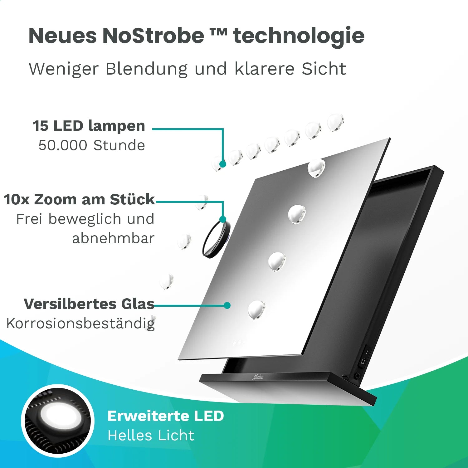 Hollywood Spiegel - Bluetooth-Lautsprecher - 58x48cm - Schwarz - Vorbestellen