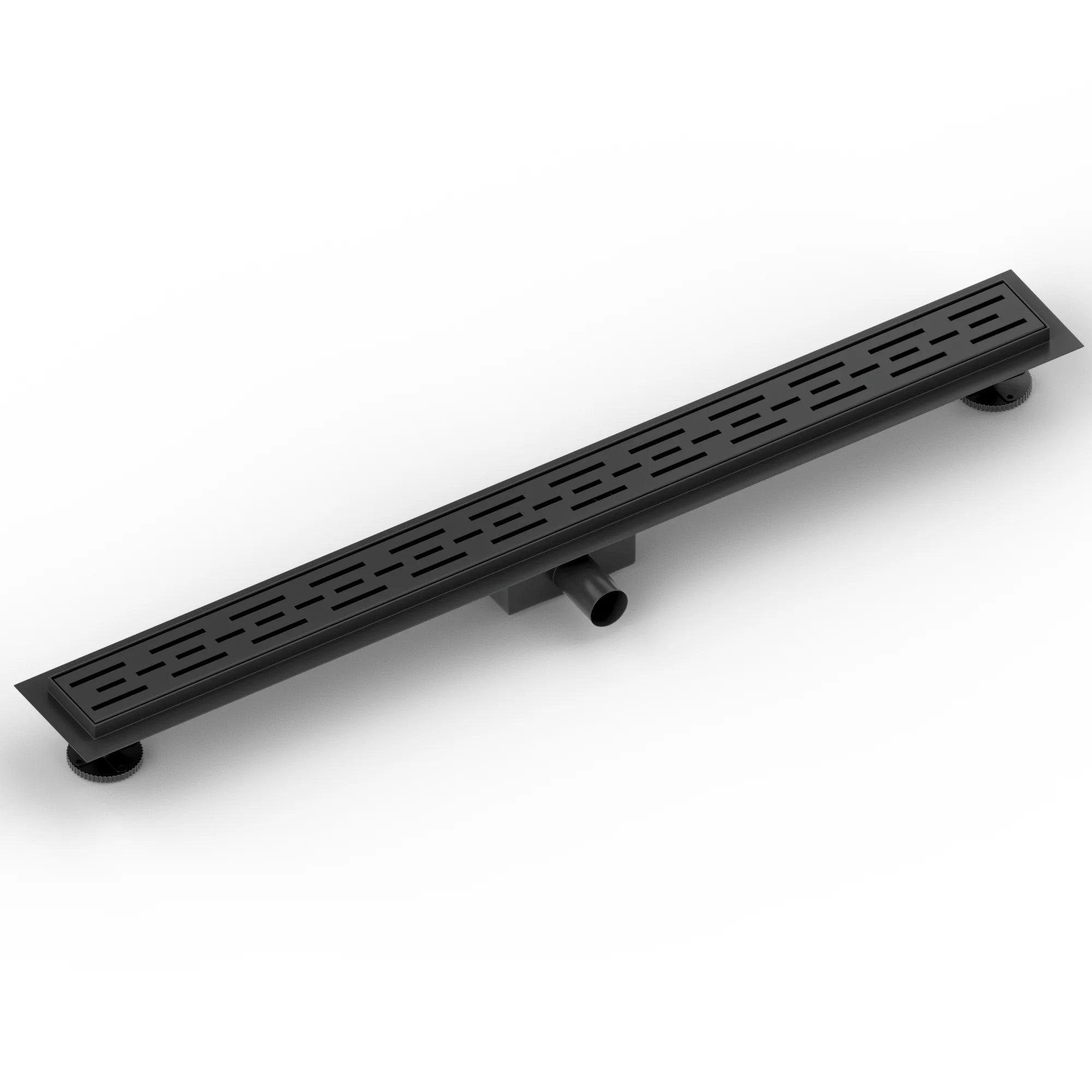 Duschrinne – 90 cm – Mattschwarz – Standardrost – Edelstahl – mit Flansch