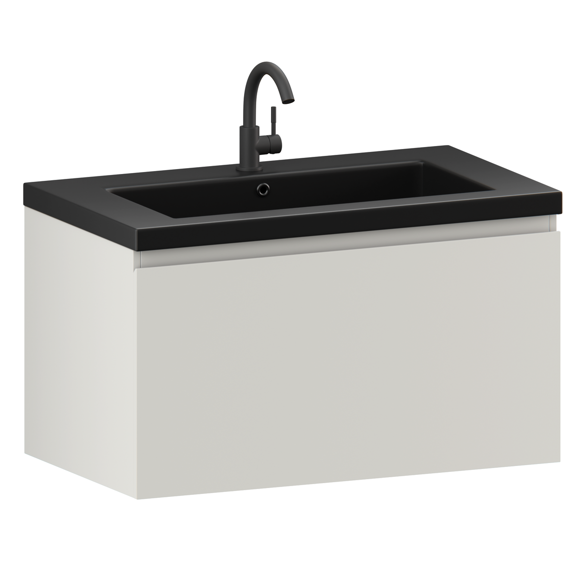 Badezimmermöbel Niko - 80cm - Taupe - Waschbecken Schwarz