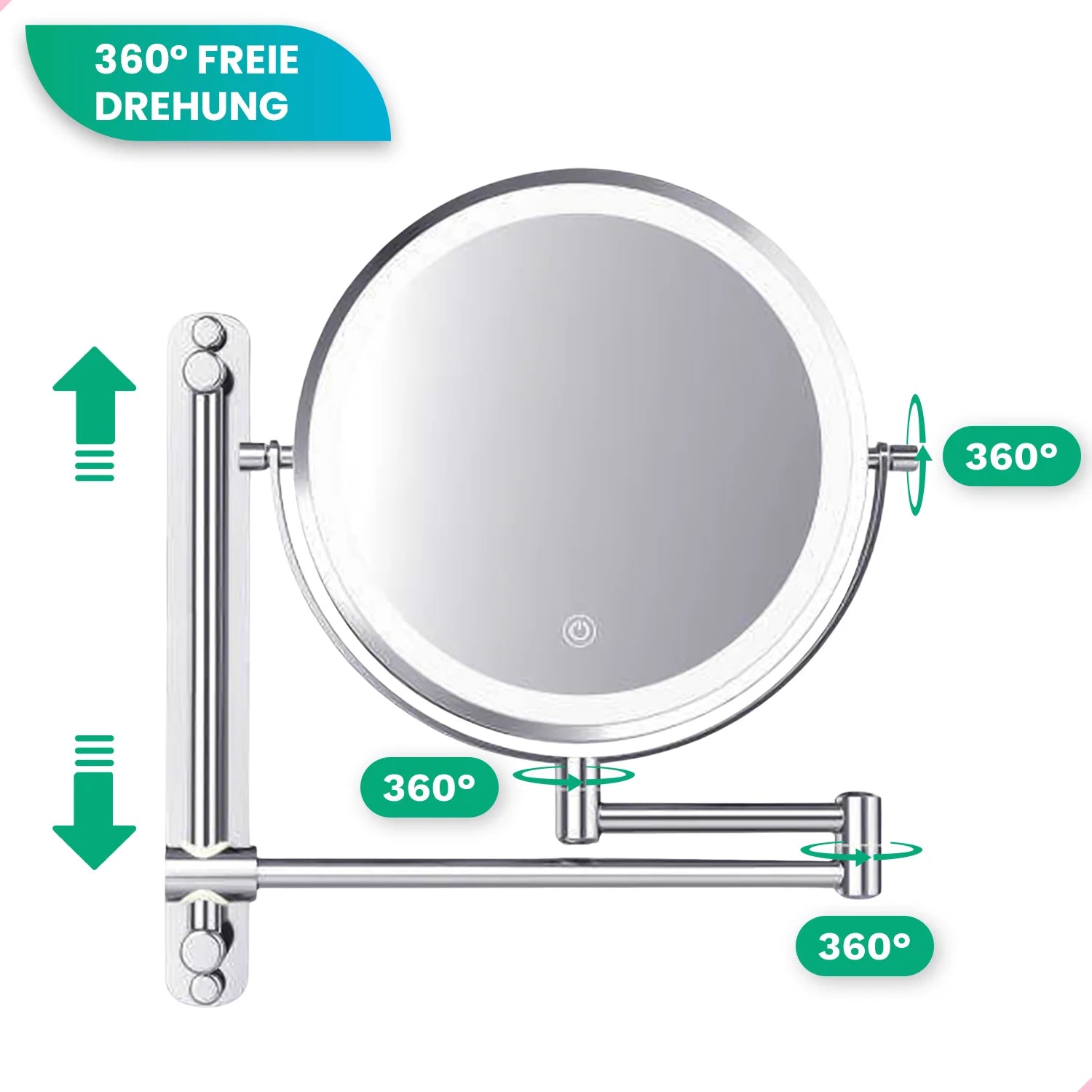 Schminkspiegel - Wiederaufladbar - 7-fache Vergrößerung - Chrom - Vorbestellen
