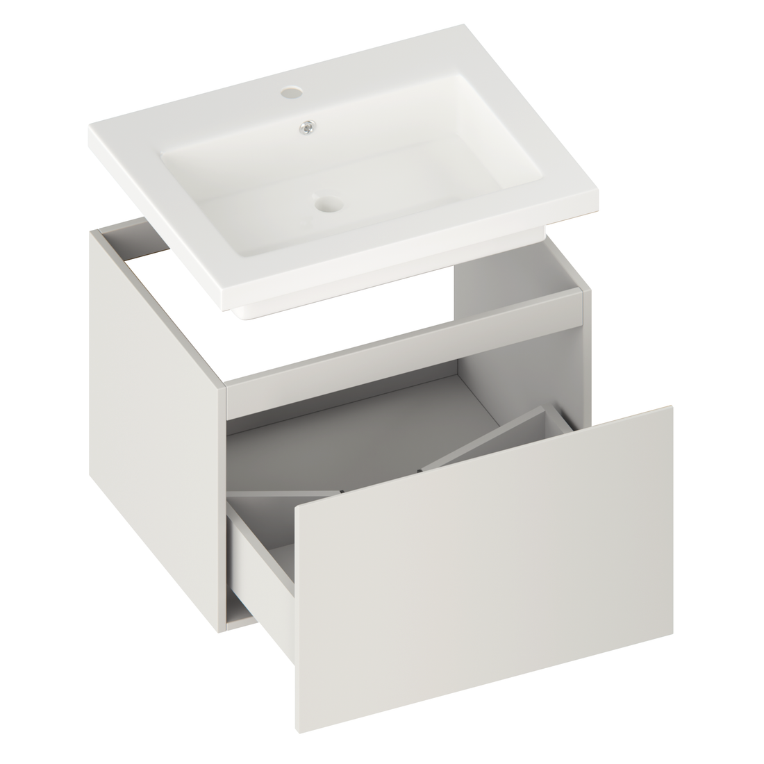 Badezimmermöbel Vino - 60 cm - Taupe - Waschbecken Weiß