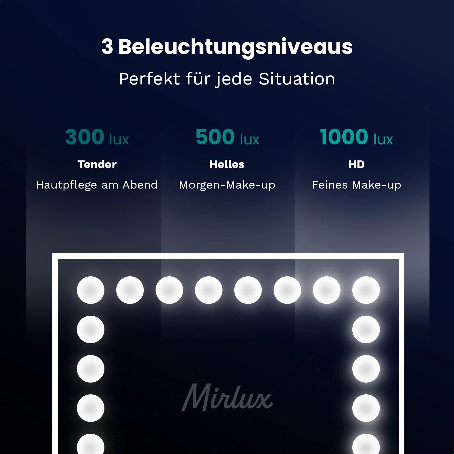 Hollywood Spiegel - Bluetooth-Lautsprecher - 80x60cm - Weiß