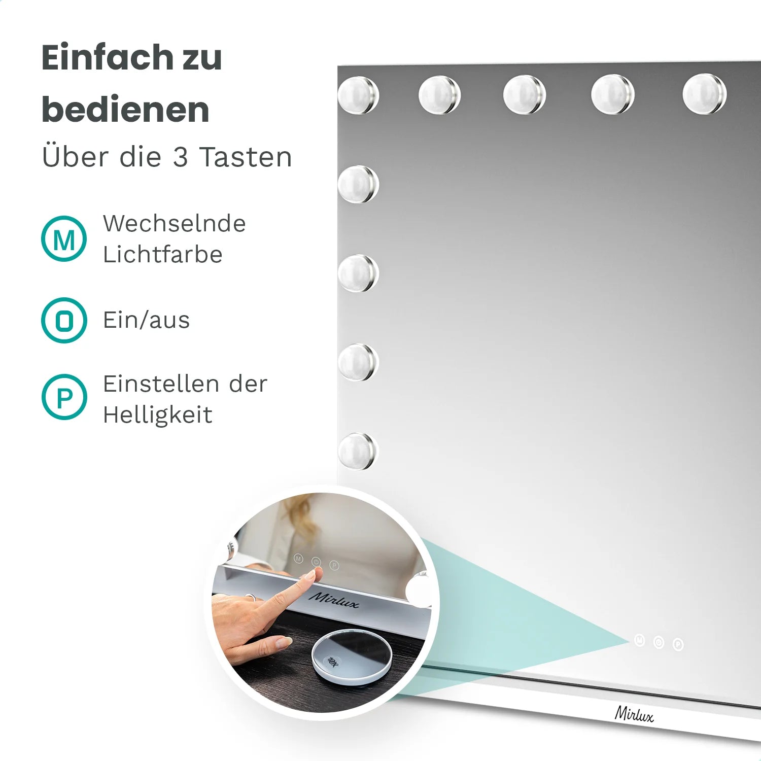 Hollywood Spiegel - 80x60cm - Weiß