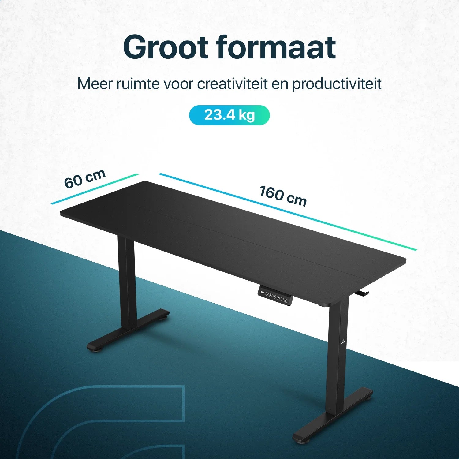 Flowsense Sitz-Steh-Schreibtisch - Verstellbarer elektrischer Schreibtisch - 160 x 60 cm