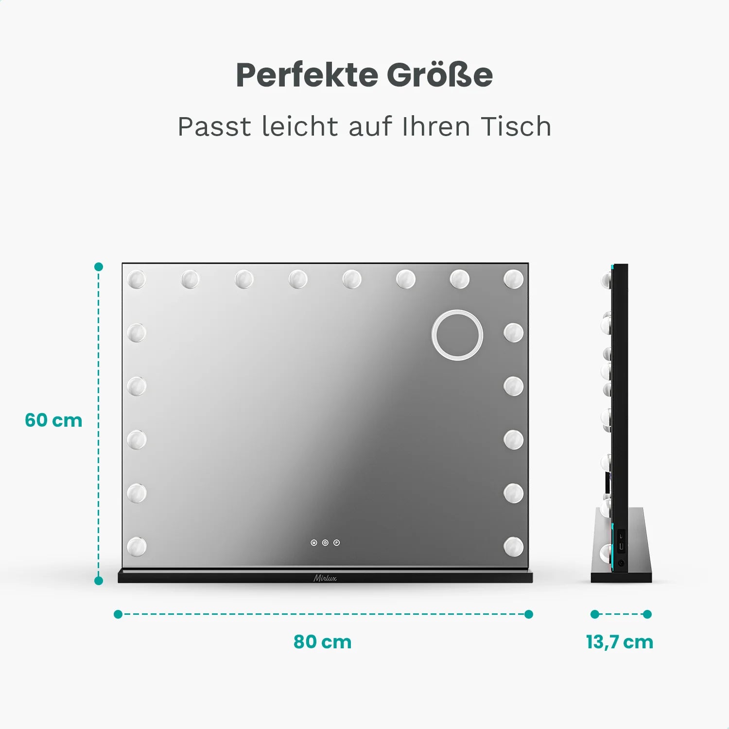 Hollywood Spiegel - Bluetooth-Lautsprecher - 80x60cm - Schwarz