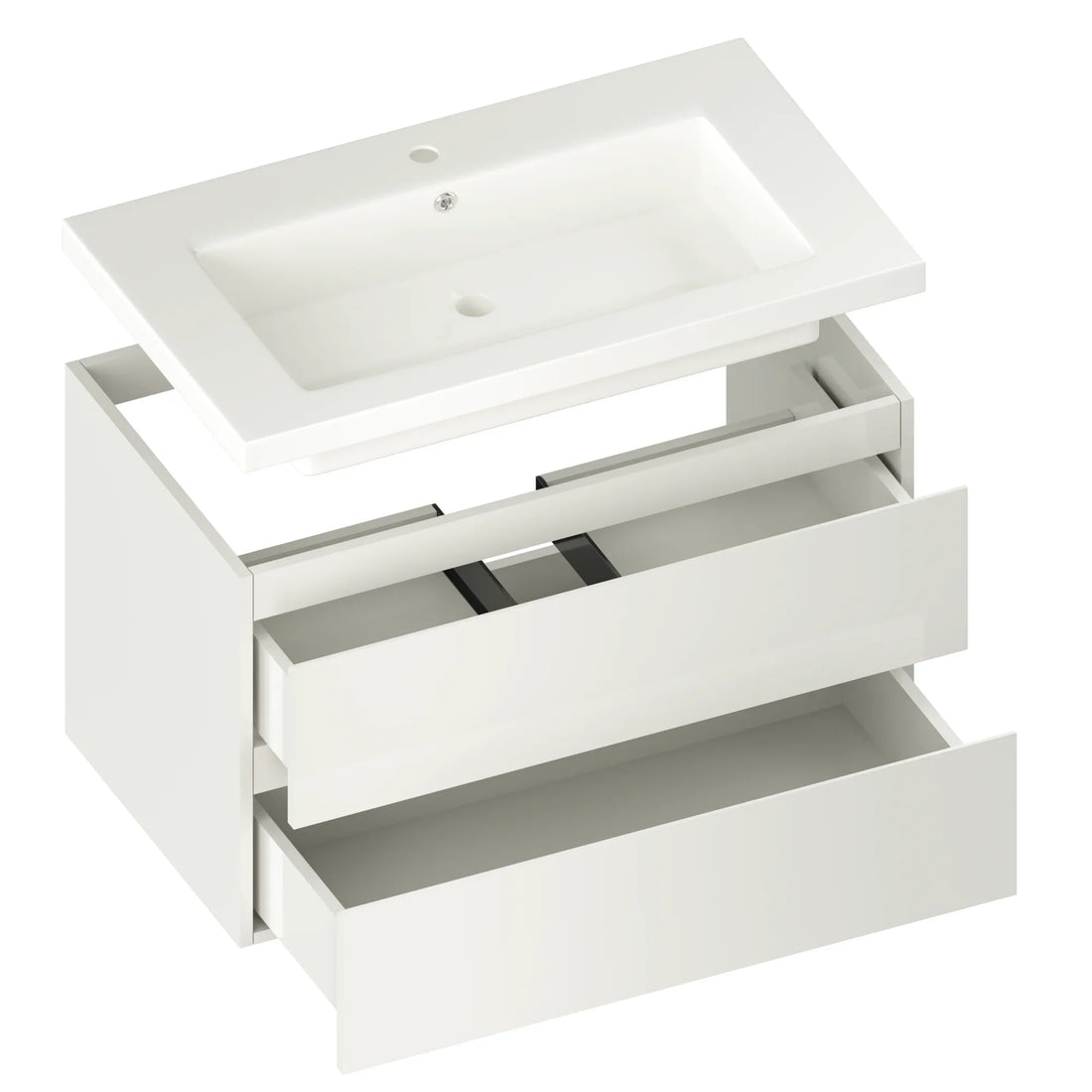 Badezimmermöbel Sova – 80 cm – Weiß – Weißes Waschbecken