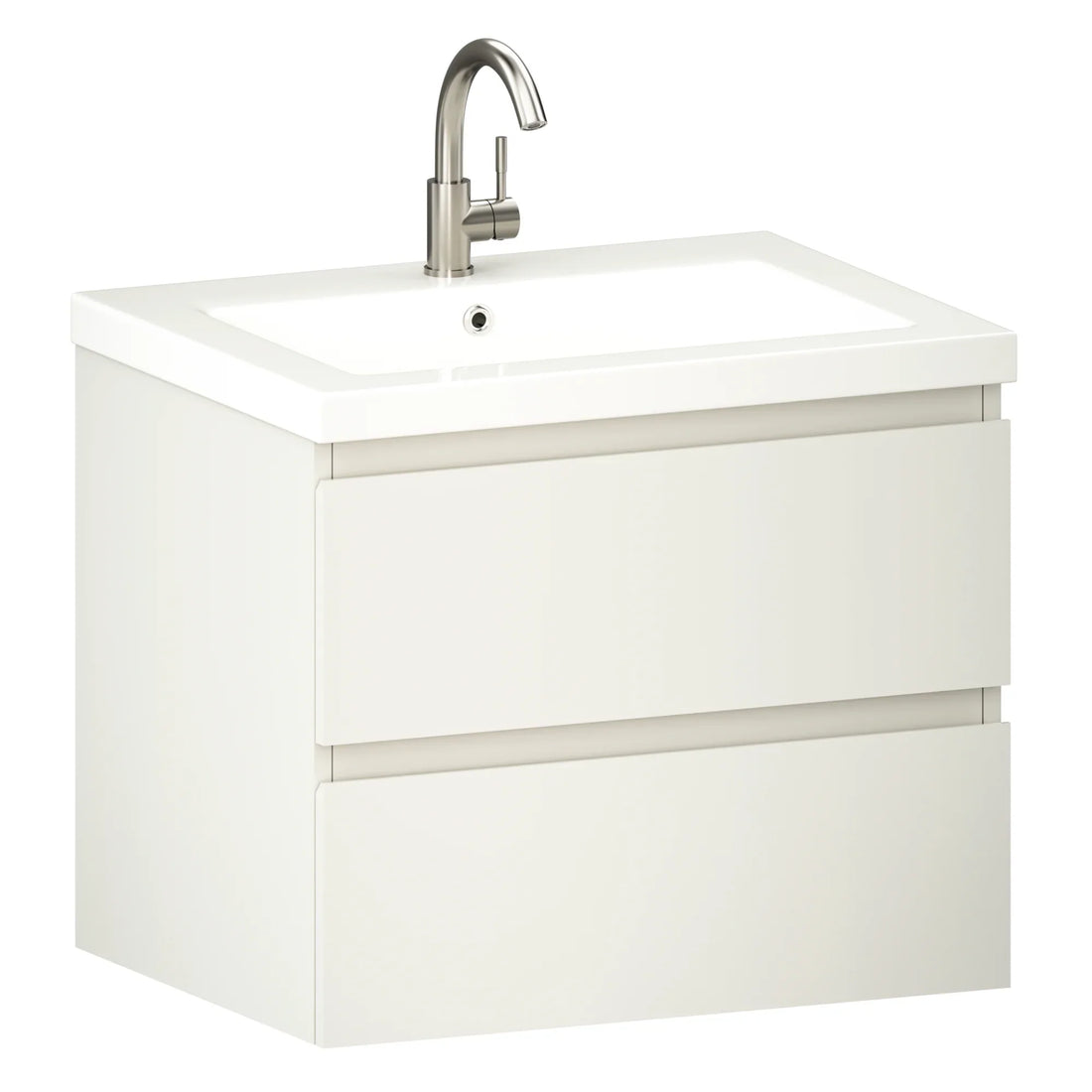 Badezimmermöbel Karo – 60 cm – Weiß – Weißes Waschbecken