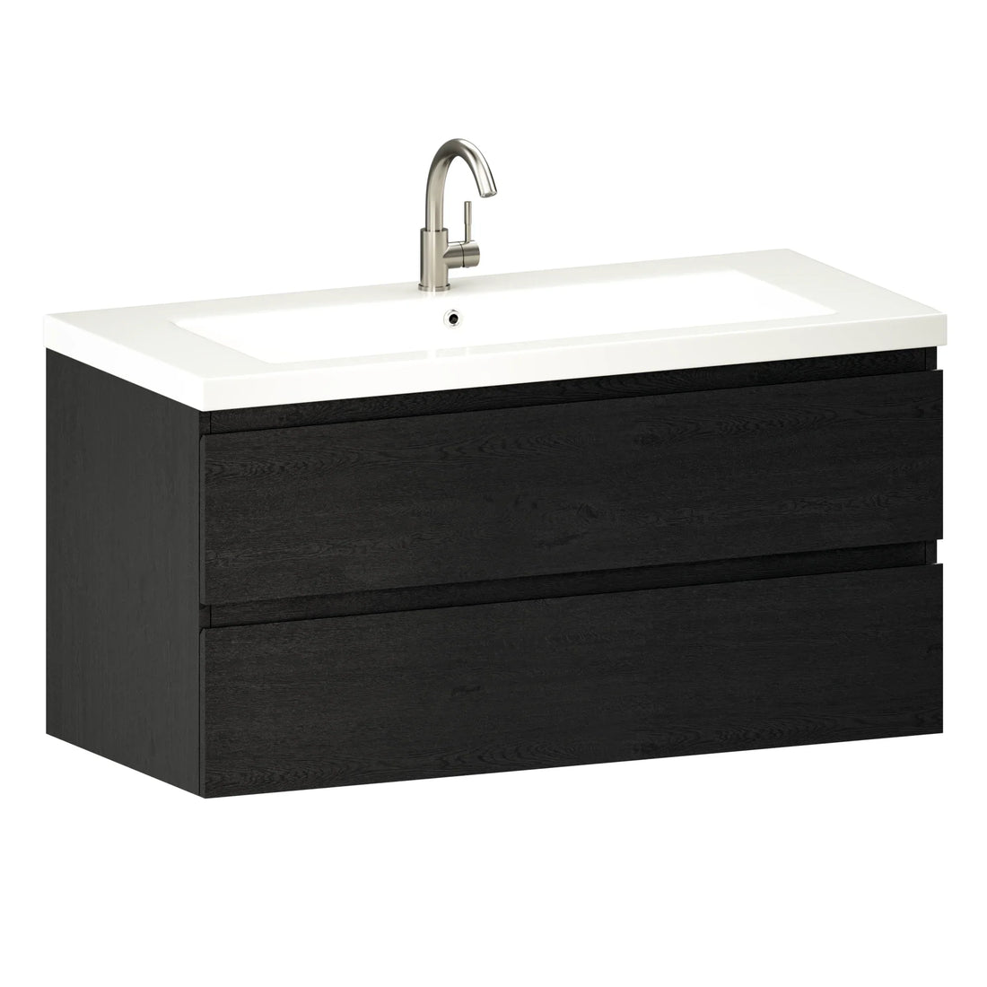 Badezimmermöbel Sena – 100 cm – Schwarzeiche – Weißes Waschbecken